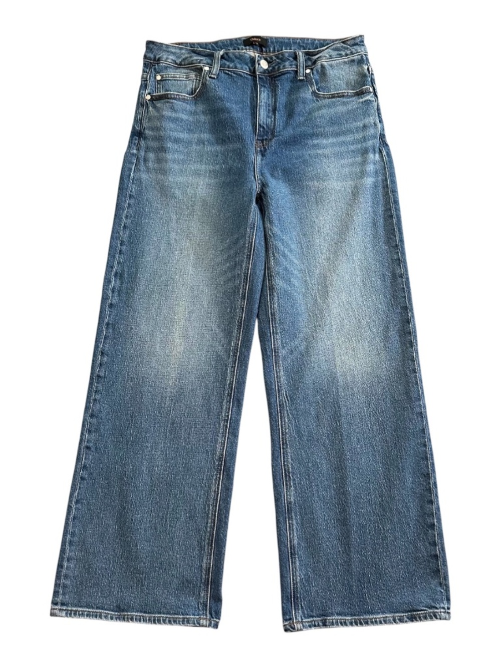 Quince Bella Relaxed Straight Jeans 32 Organic Cotton Lyocell Blue 90s Slouchy